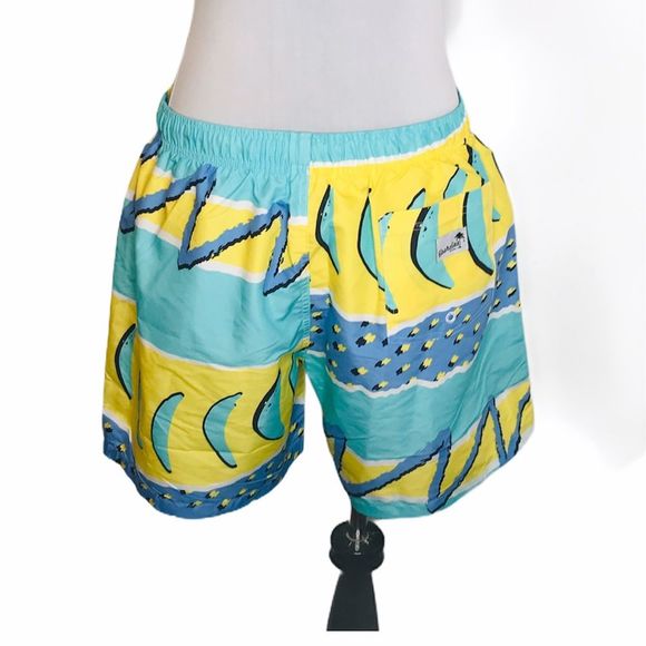 Boardies Retro Swim Trunks Blue Green Size Large - Picture 2 of 7